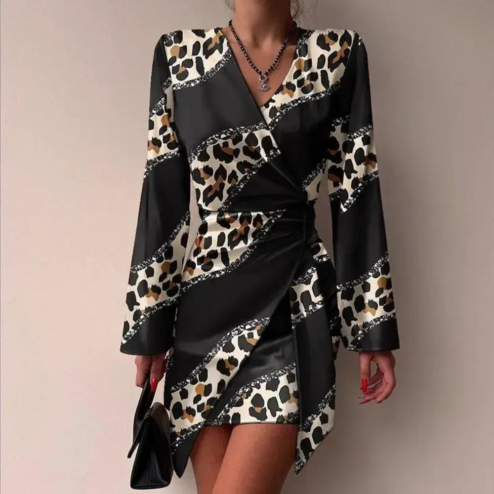 ZARA Digital Print Long Sleeve Midi Shirt Dress